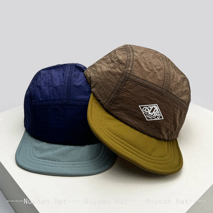 Versatile Quick-Dry Plaid Solid Color Block Baseball Hats