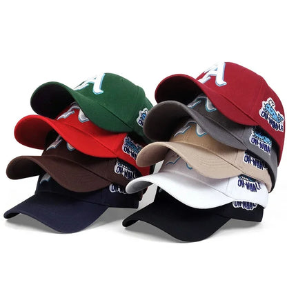 Unisex Gothic Letter A Side Whale Embroidery Baseball Caps Spring and Autumn