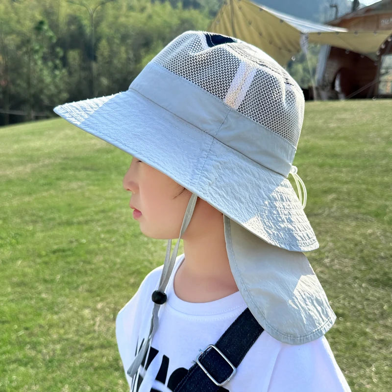1147 Summer Boys and Girls Sunshade Hat Large brim Sunshade Shawl Breathable Fishing Hat