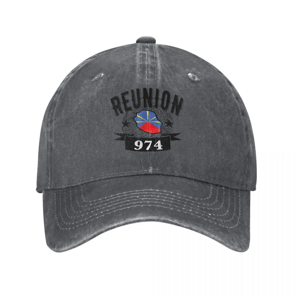 Casual Reunion Island 974 Flag Map Baseball Caps Distressed Denim