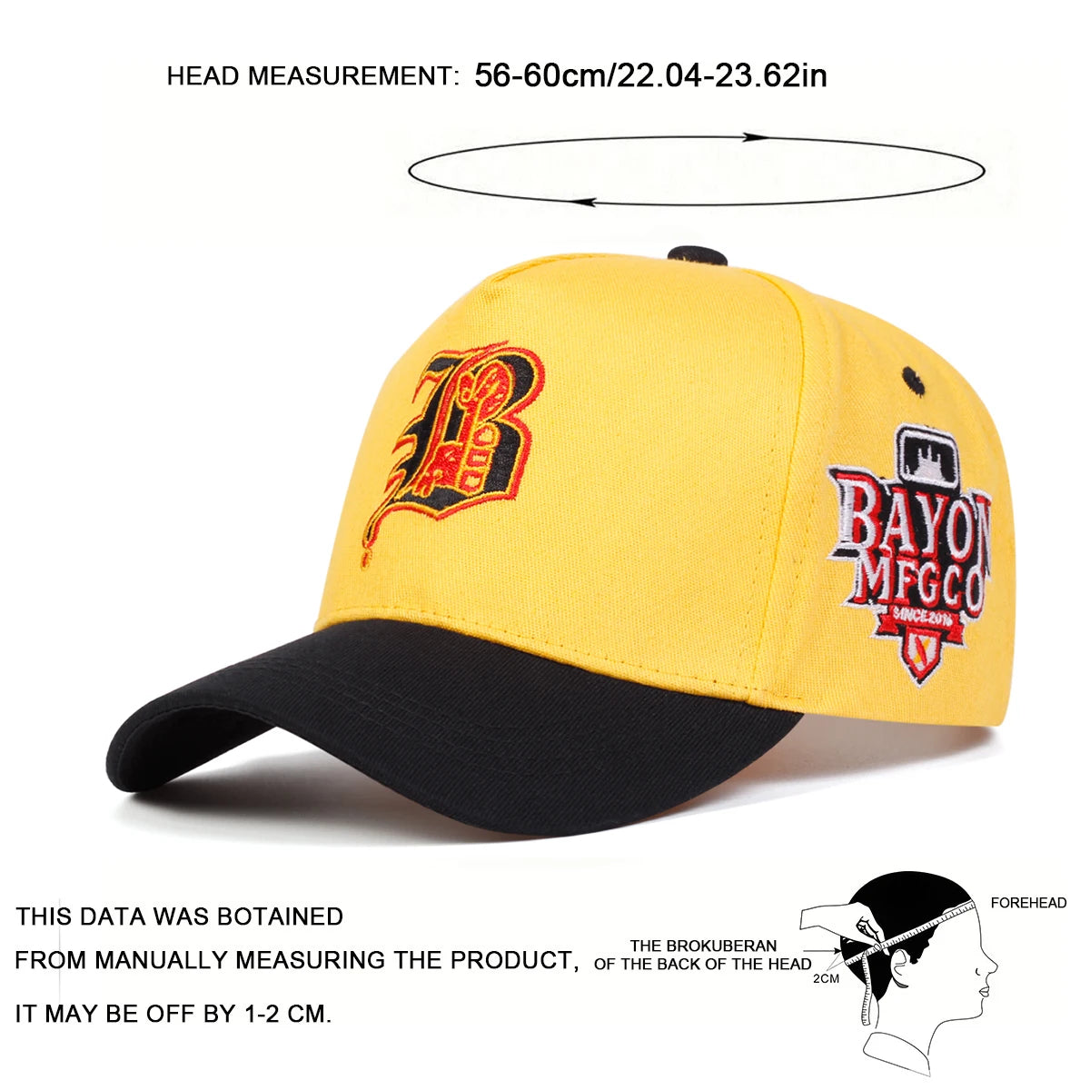 Unisex Gothic Letter B Embroidery Side Bayon Mfgco Baseball Caps Spring and Autumn