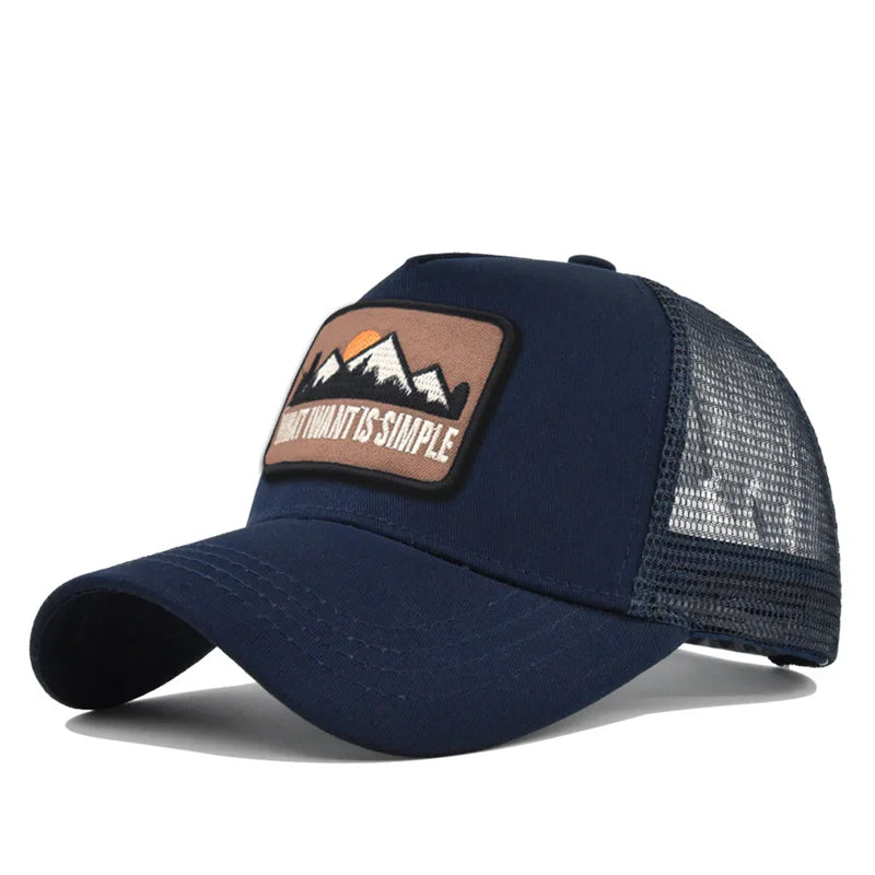 Brand Letter Mesh Breathable Hat Women Men Embroidery Baseball Cap