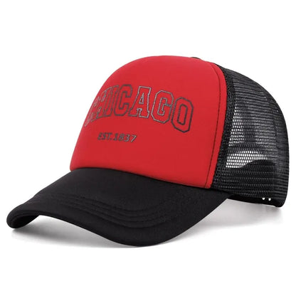 Summer Men Mesh Baseball Cap Outdoor Sport Chicago Letter Snapback Hat For Women