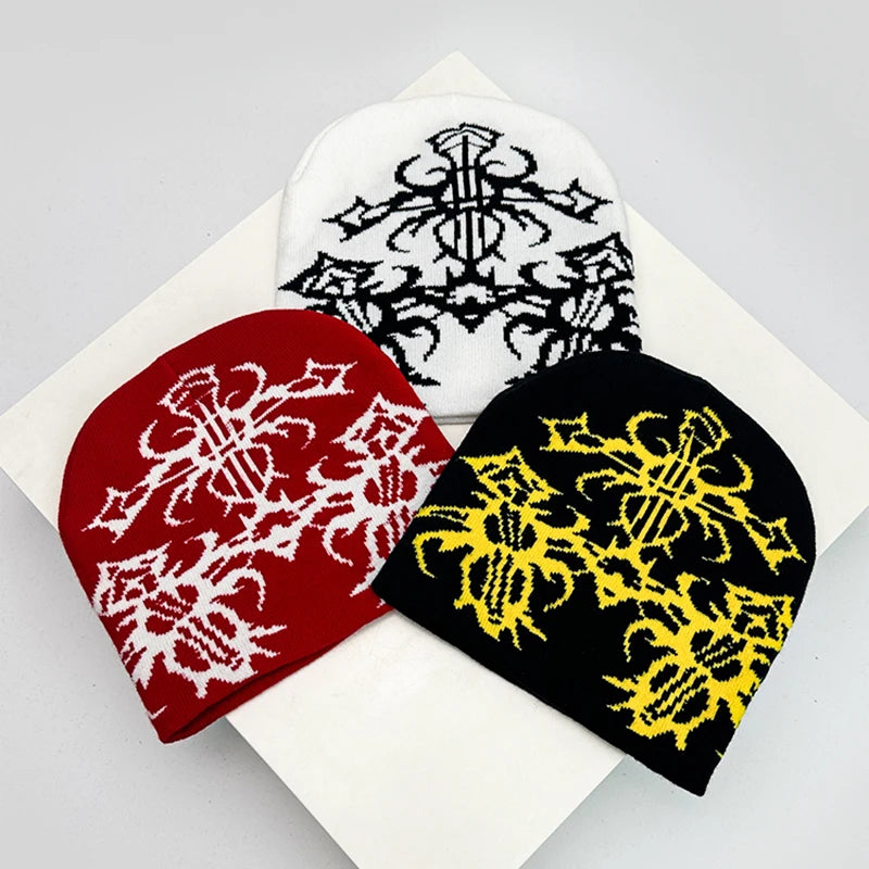 European Style Pattern Wool Knitted Hats Personal Warm Hip Hop