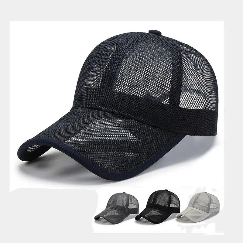Summer Men Hat Openwork Brim Breathable Mesh Cap Outdoor Sports