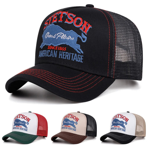 2026 New Breathable Mesh Hat Blue Bull Embroidered Truck Hat