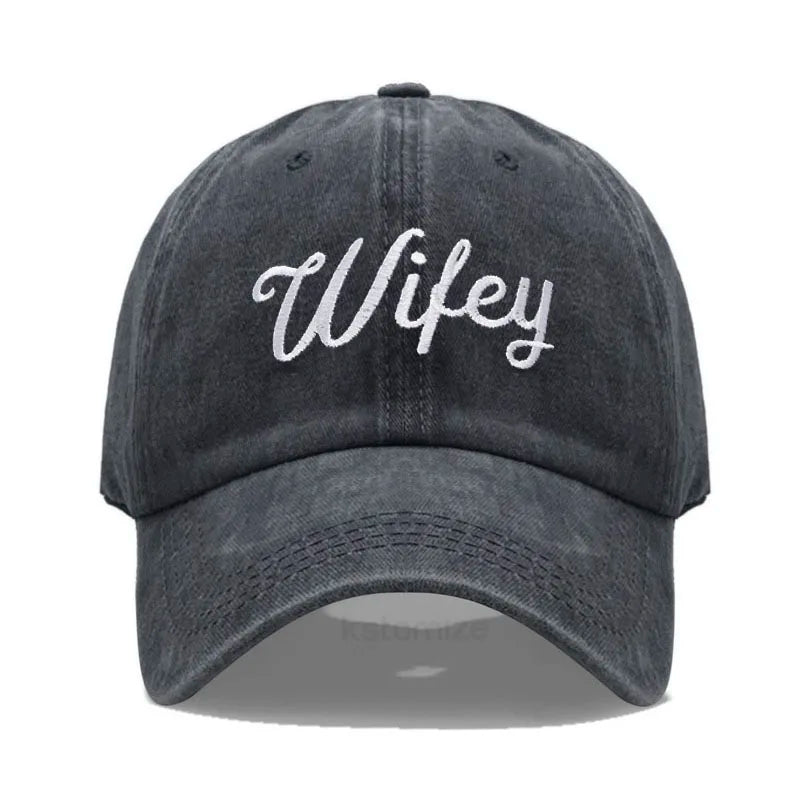 Embroidered Wifey & Hubby Hat Soft Cotton