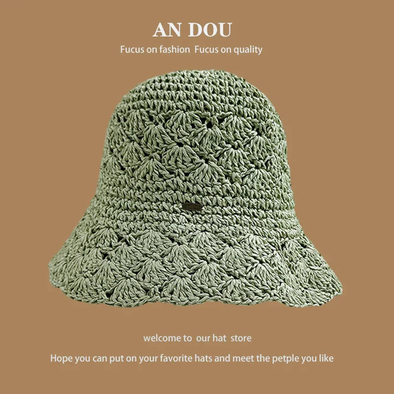 Japanese Spring/Summer Solid Color Lace Show Face Small Bucket Hat