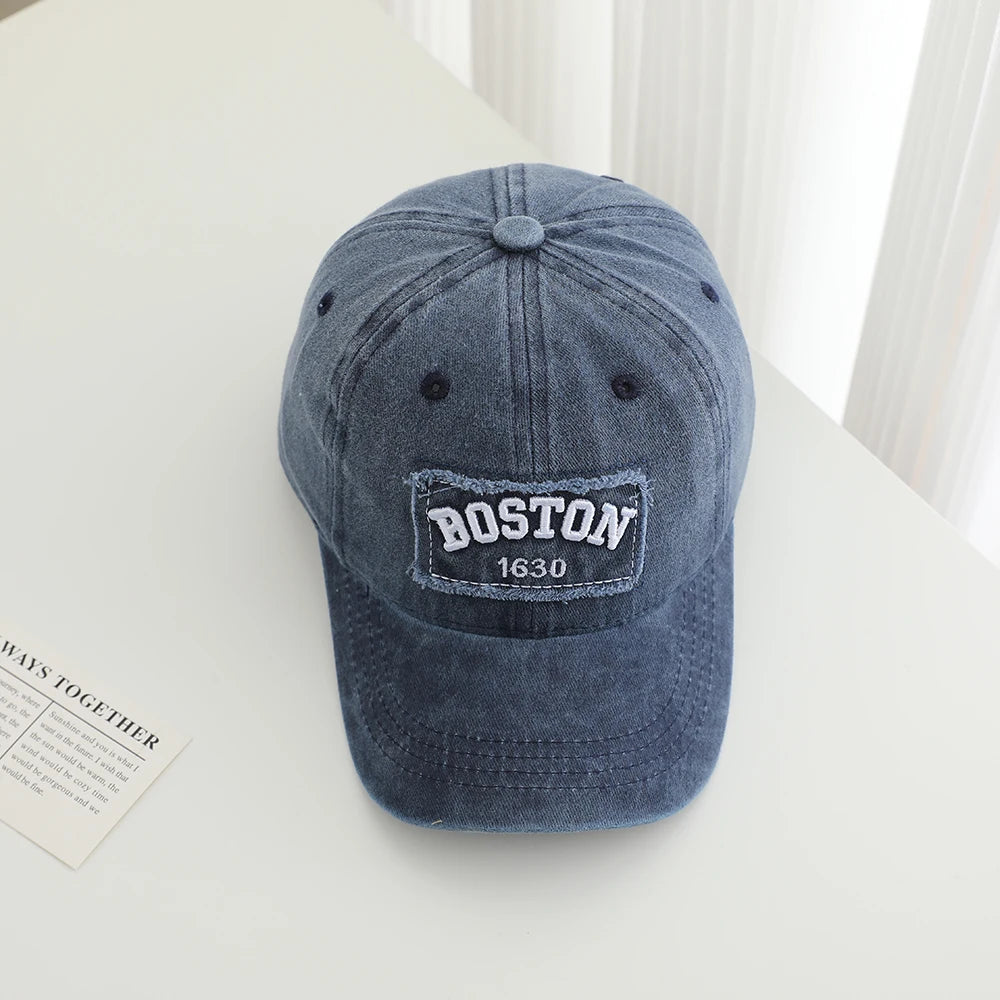 Solid Color Patch Edge Embroidered Three Dimensional Letter BUSTON Baseball Cap With Soft Top Hat