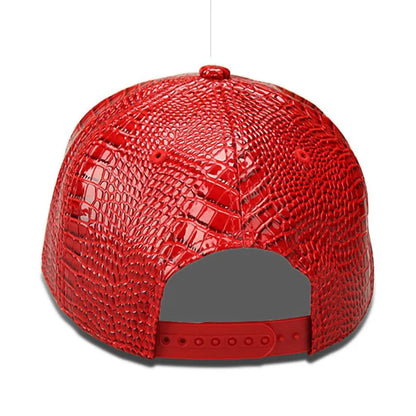 Trendy PU Crocodile Skin Hip Hop Cap For Men Women