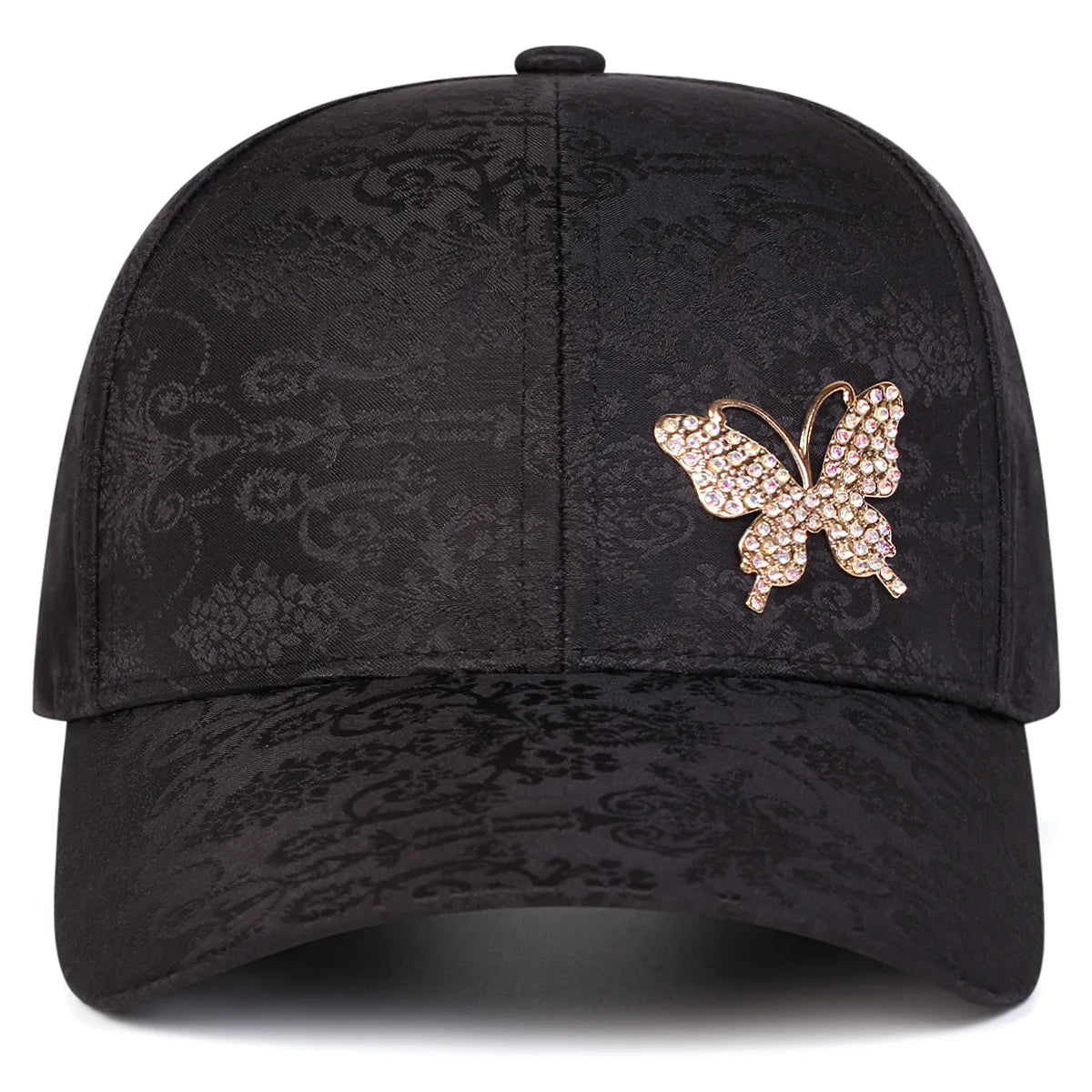 Trendy Rhinestone BlingBling Butterfly Print Baseball Cap