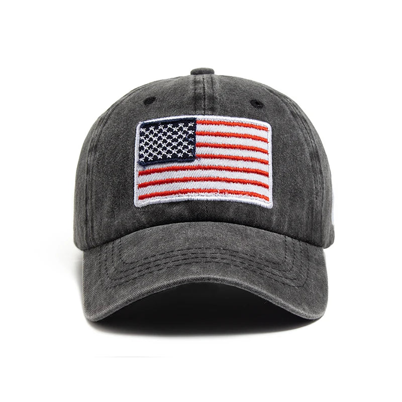 USA Flag Embroidery Baseball Cap Retro Washed Cotton Dad Hats