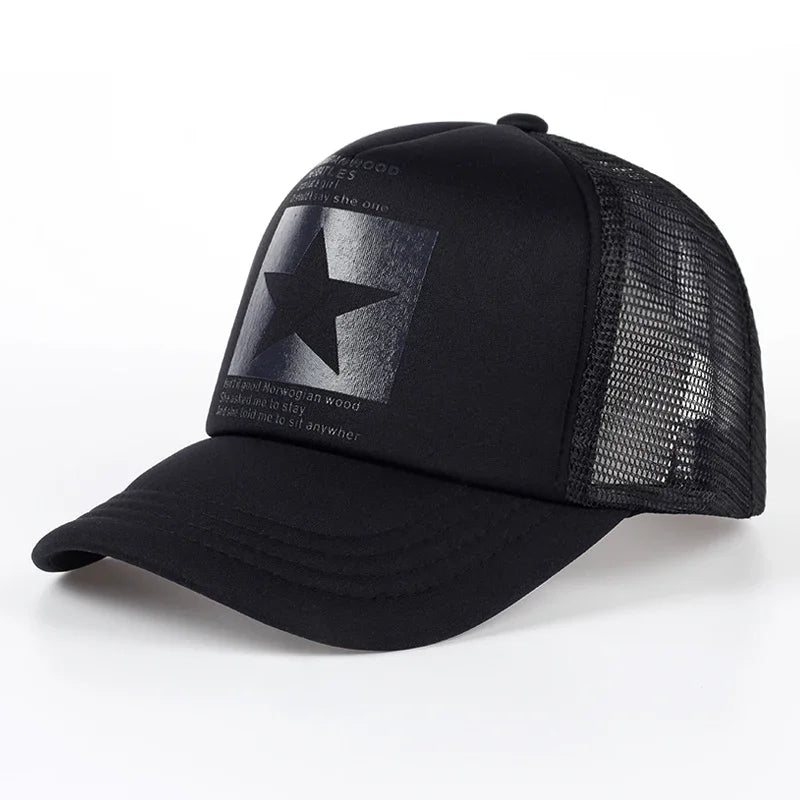 Unisfive-pointed Star Printed Baseball Cap Spring Summer Breathable Net Caps Men Women
