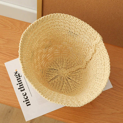 Korean Bowknot Straw Hat For Women Outdoor