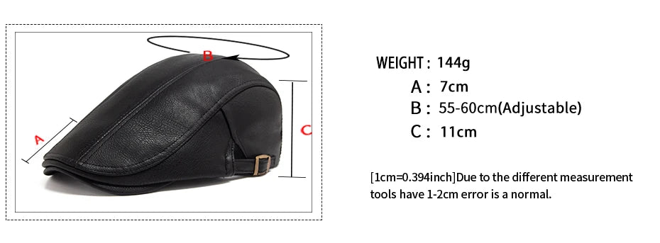 Fashion Men PU Leather Beret Autumn Winter Visor Flat Cap Thicken Warm Hat