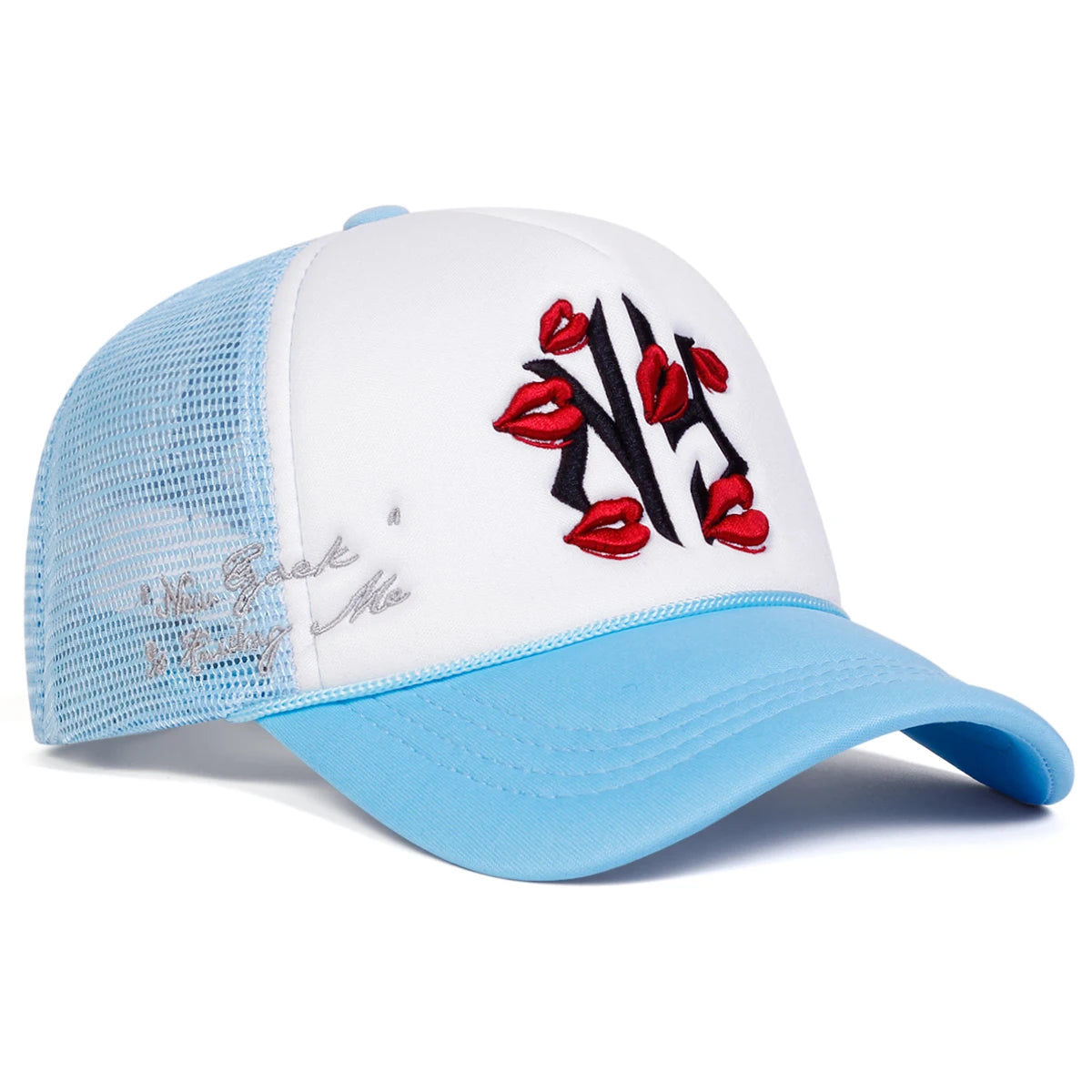 Unisex Letter Lips Embroidery Baseball Net Caps Spring and Summer