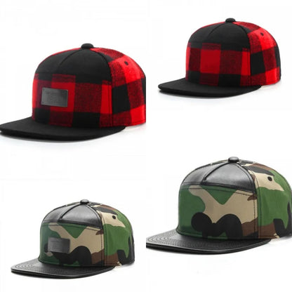Fashion Hip Hop Cap Plaid Adjustable Snapback Cap Outdoor