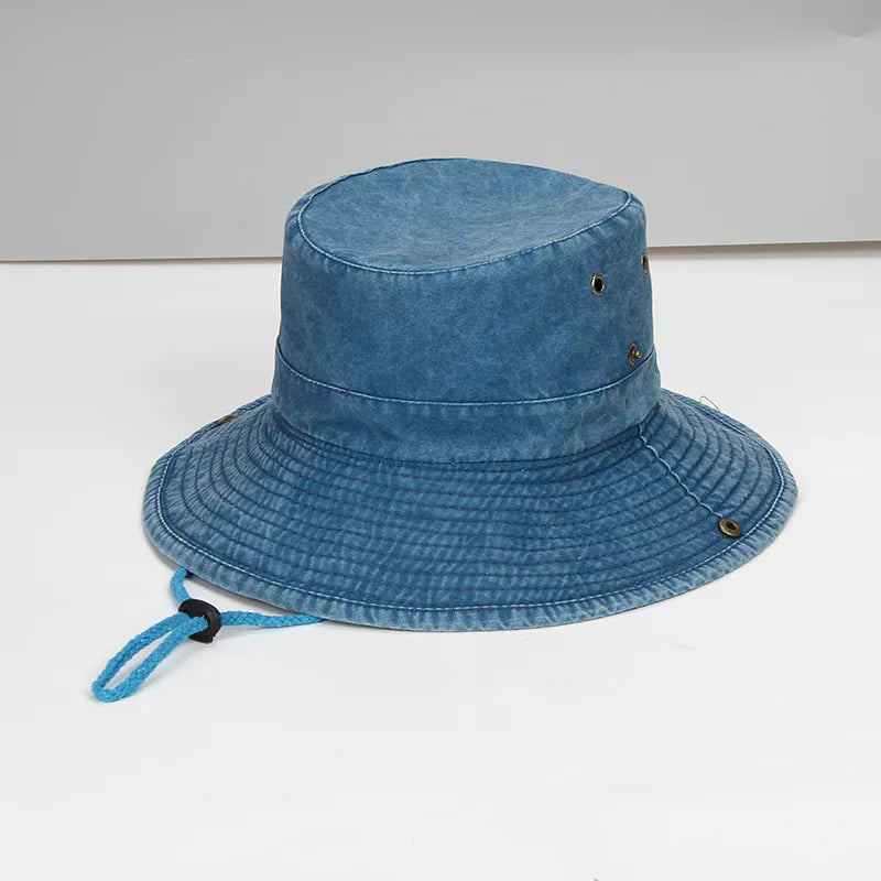 Dad Summer Outdoor Fishing Sun Cap Women Beach Wide Bucket Hat Male Camping