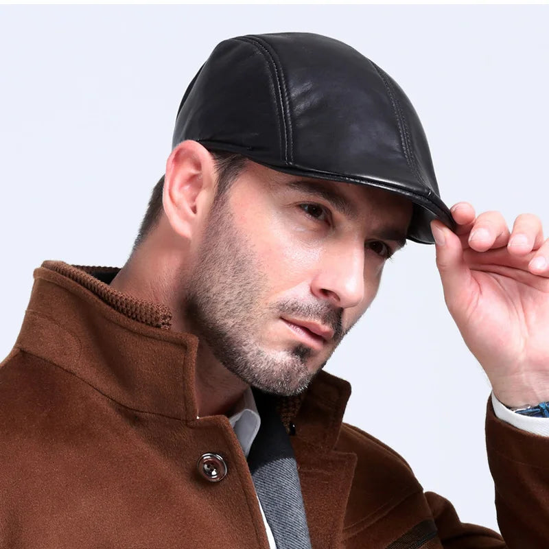 2024 Spring/ Winter Men's 100% Genuine Leather Cap