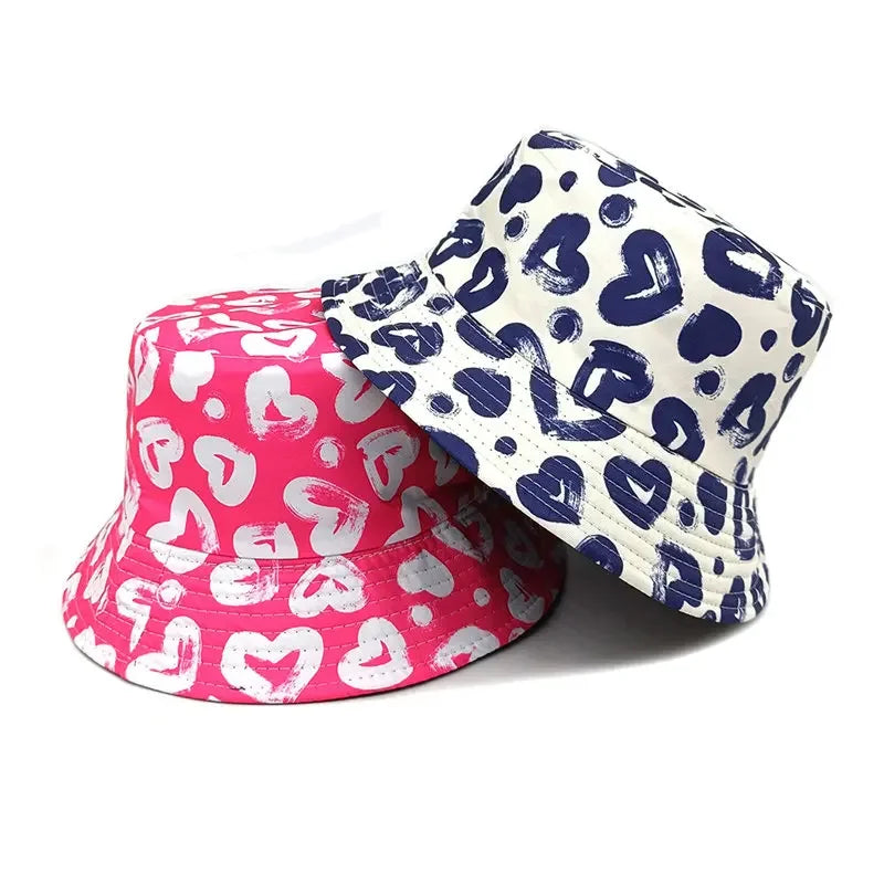 Four Seasons Polyester Cartoon Love Print Bucket Hat