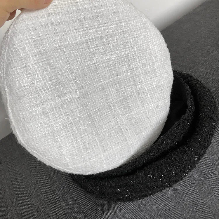 Women Leopard Print Beret Flying Saucer Hat Autumn Winter Warm Knit Artist Caps
