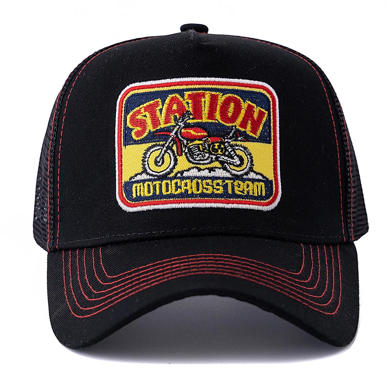Unisex Mesh Classic Motorcycle Pattern Breathable Summer Baseball Cap
