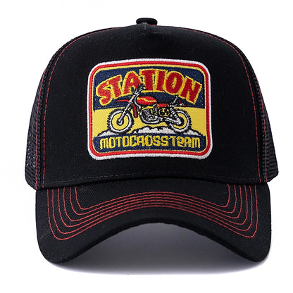 Unisex Mesh Classic Motorcycle Pattern Breathable Summer Baseball Cap
