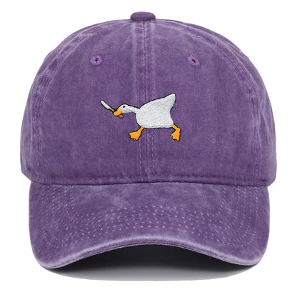 Embroidered Baseball Cap With Goose Pattern
