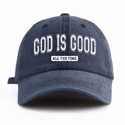 God Is Good Printed Water Washed Baseball Hat Simple