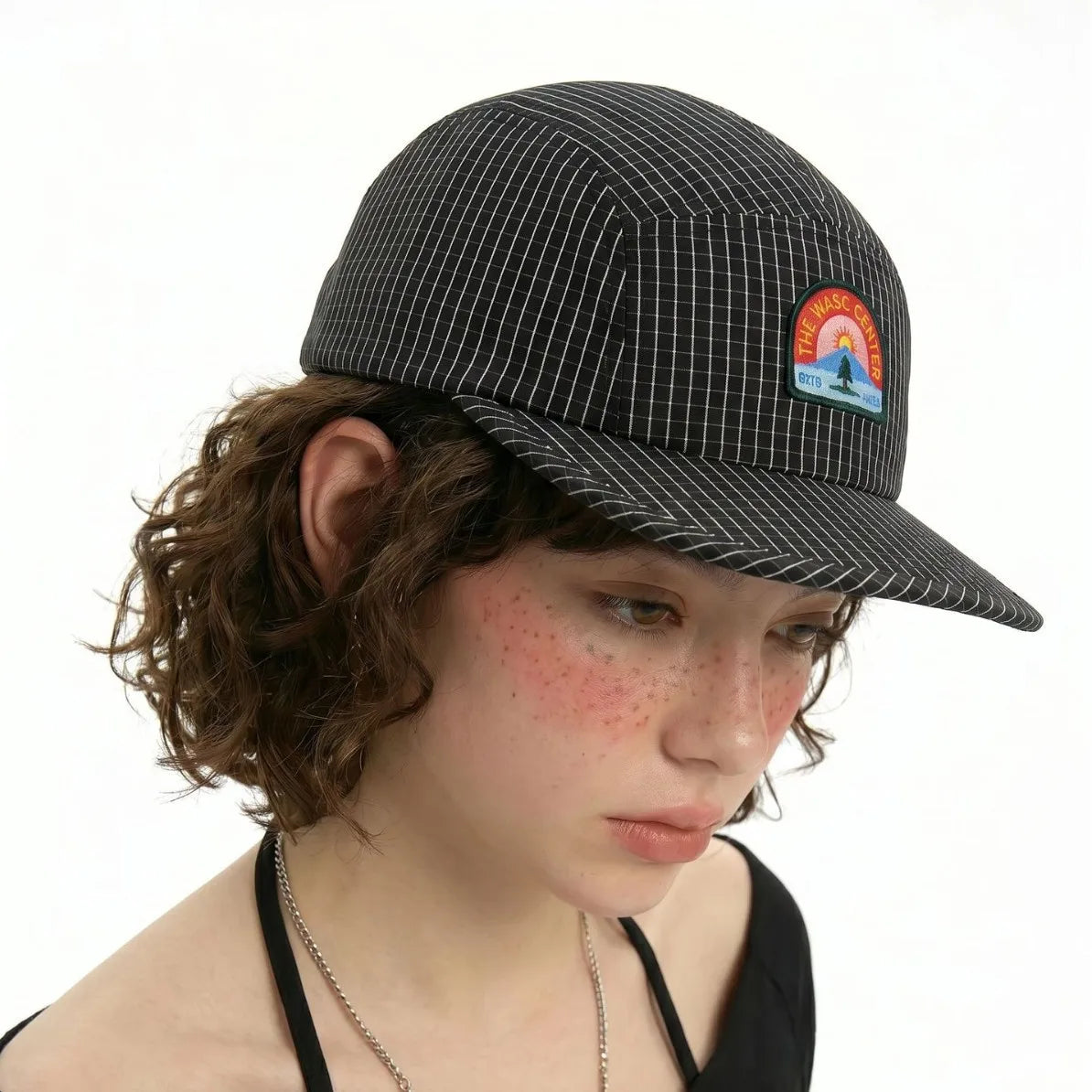 Korean Style Retro Plaid Flat Brim Baseball Cap Women