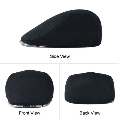 Men Flat Cap Soft Vintage Linen Hats Casual Retro Newsboy Hat