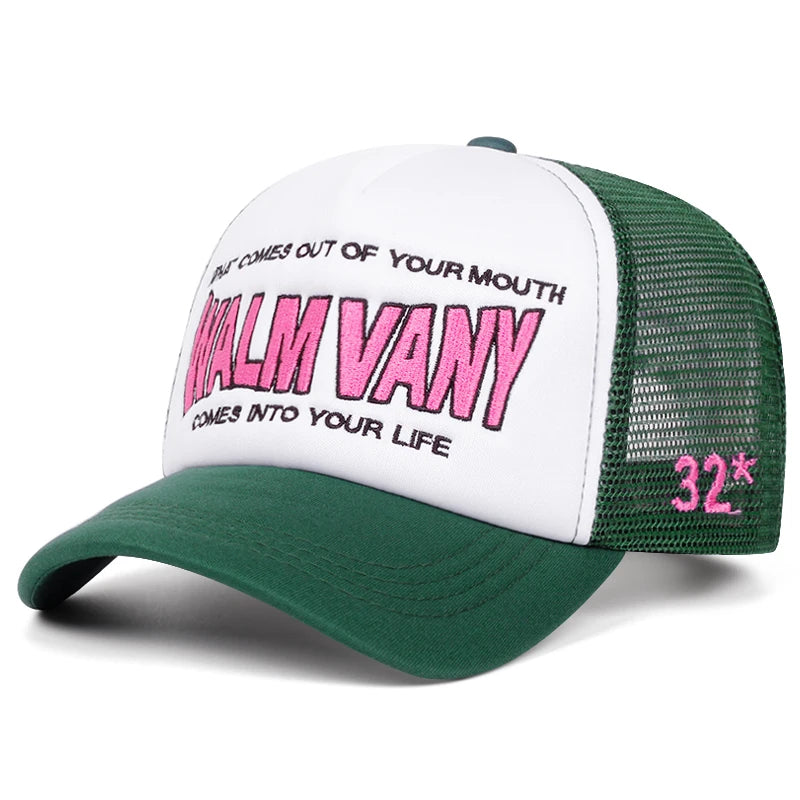 Mesh Hat Wam Vany Side Lipprint Embroidery Outdoor Leisure Sports