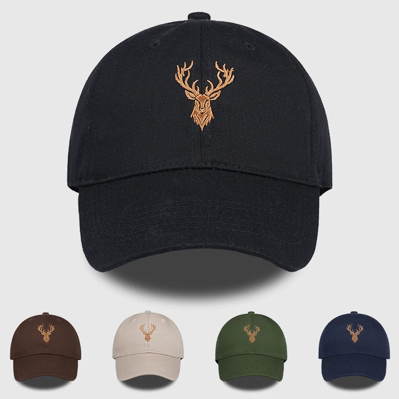 Golden Deer Head Embroidered Baseball Cap