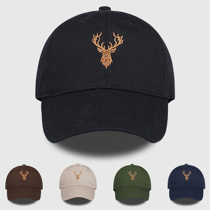 Golden Deer Head Embroidered Baseball Cap