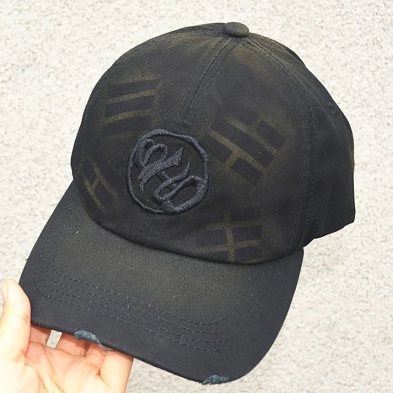 Embroidered Vintage Washed Baseball Cap Retro Distressed Cotton Dad Hat Streetwear Adjustable Snapback
