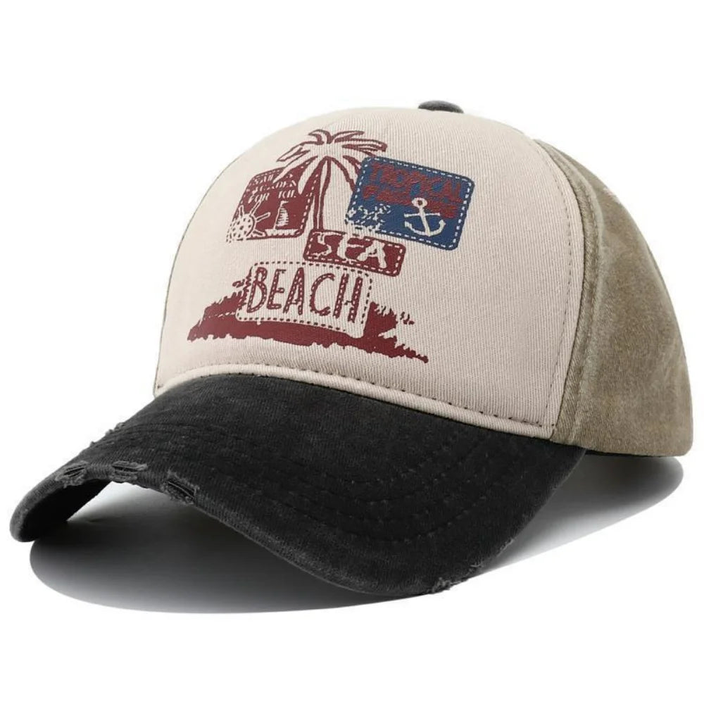 Retro Beach Embroidery Hat for Men Women