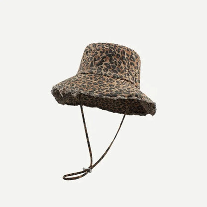 Autumn Ladies Leopard Print Fisherman Hat