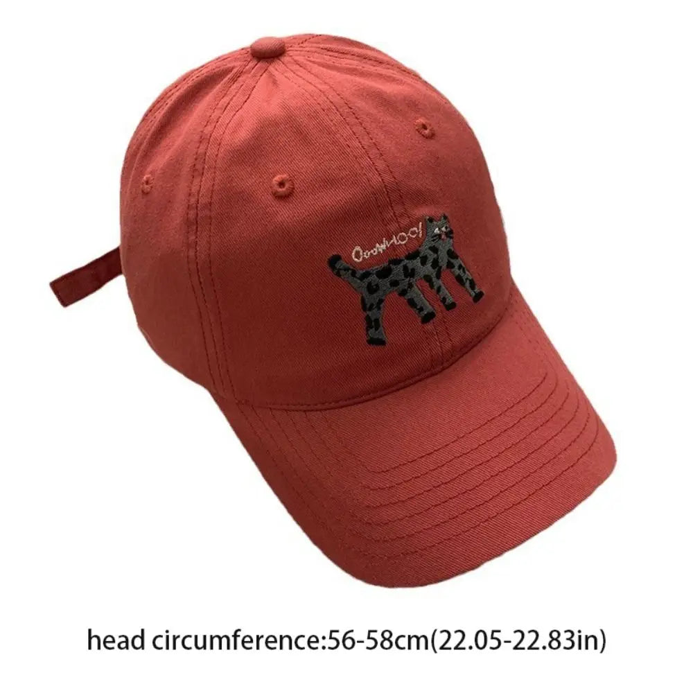 Retro Embroidered Embroidery Baseball Cap Spotted Cat Peaked Cap
