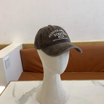 Unisex Washed Cotton Caps Letter Embroidery Vintage Baseball Cap