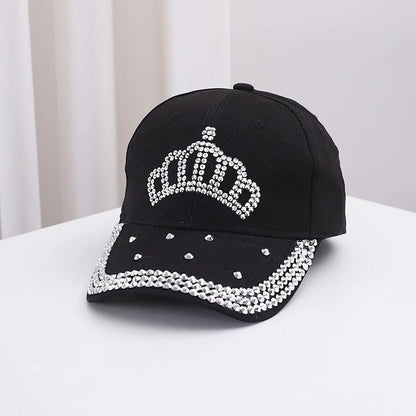 Men's and Women's Summer Fashion Casual Hot Diamond Crown Cap
