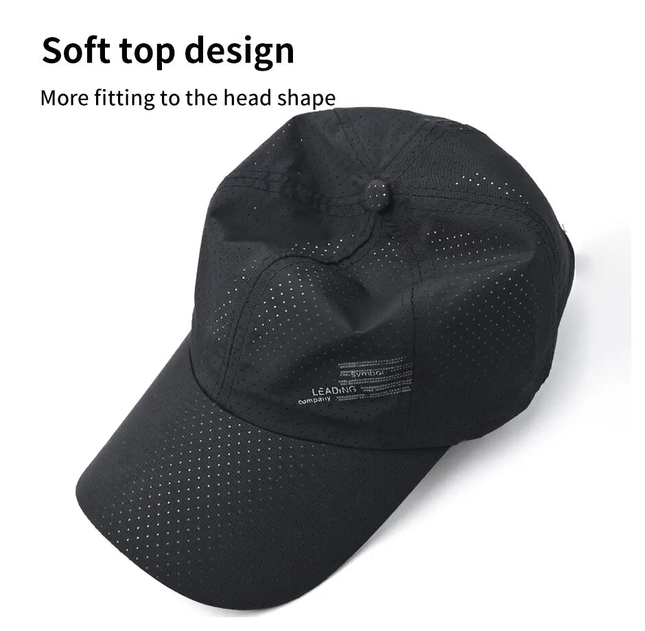 Quick Dry Baseball Cap Outdoor Sports Mesh Breathable Hat Portable Hiking Fishing Sunbonnet Golf Adjustable Cap