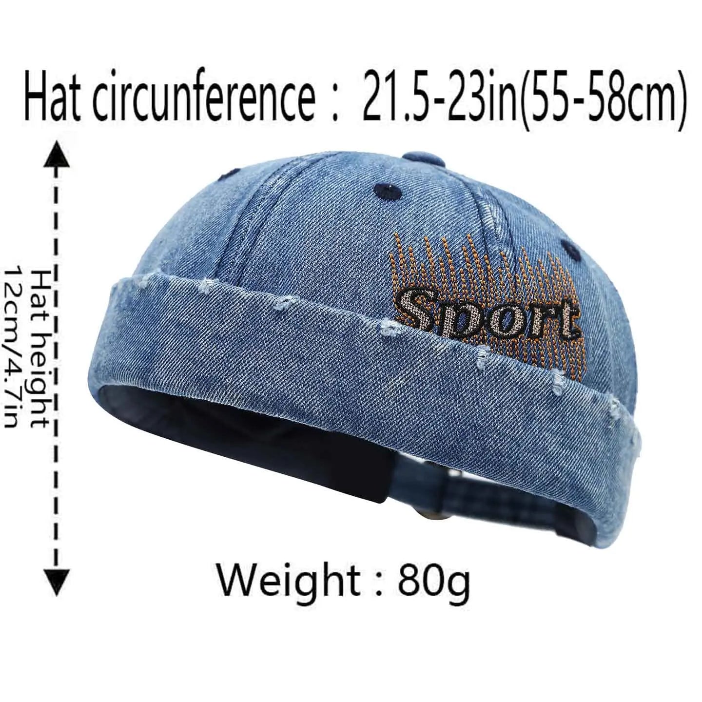 Vintage Washed Denim Brimless Hat