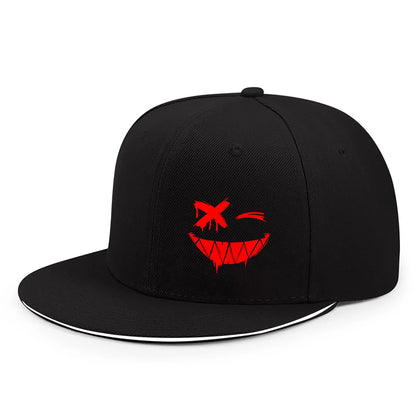 Red XX Smiling Face Print Baseball Caps Men And Women Hip-Hop Outdoor Adjustable Casual Sunscreen Sun Hat Streetwear