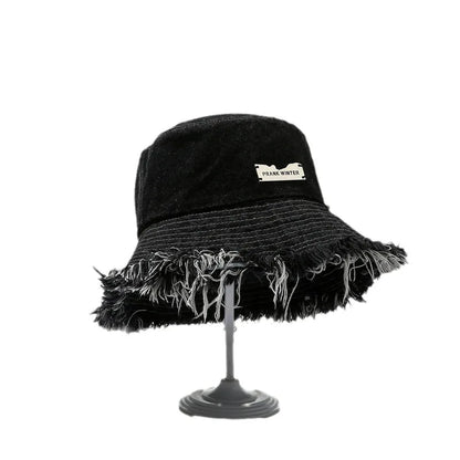 New Summer Logo Blue Washed Denim Large Bucket Hat