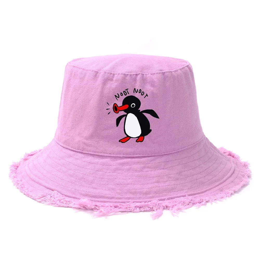 Summer Penguin Bucket Hat Reversible Bob Men Women Cotton