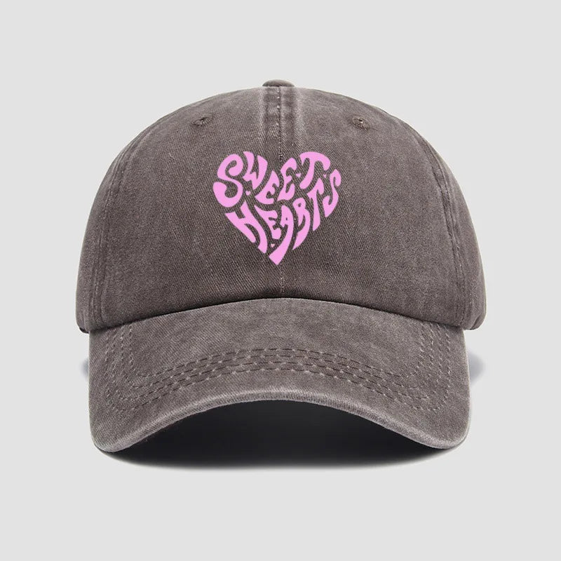Pink Heart-Shaped Letter Printed Baseball Cap