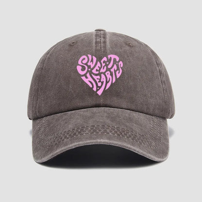 Pink Heart-Shaped Letter Printed Baseball Cap