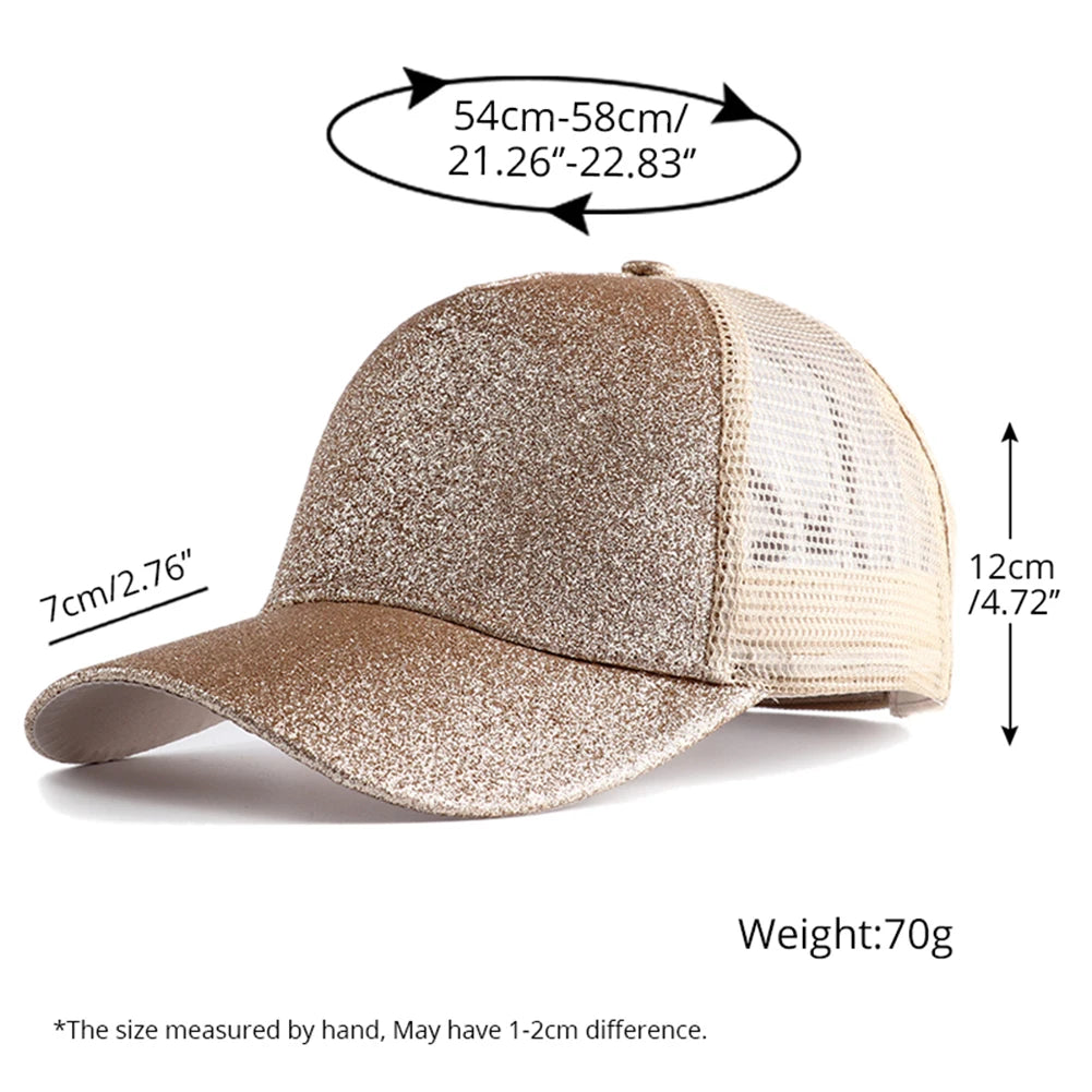 Summer Glitter High Ponytail Baseball Cap Female