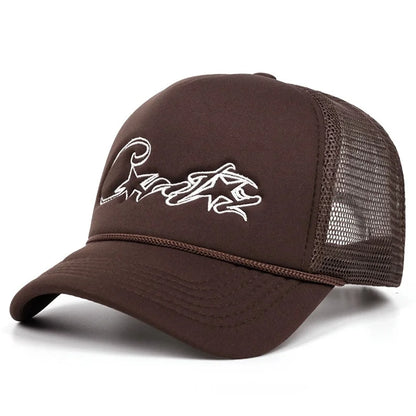 American Letter Embroidered Sun Hat Couple Mesh Breathable Duck Tongue