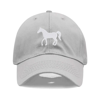 Horse Embroidered Baseball Cap For Women Men Fashion Adjustable Washed Cotton